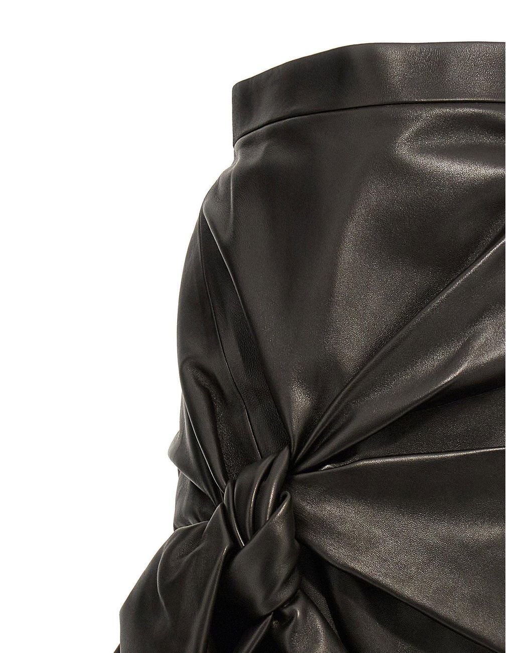 McQueen Black Maxi Bow Leather Skirt