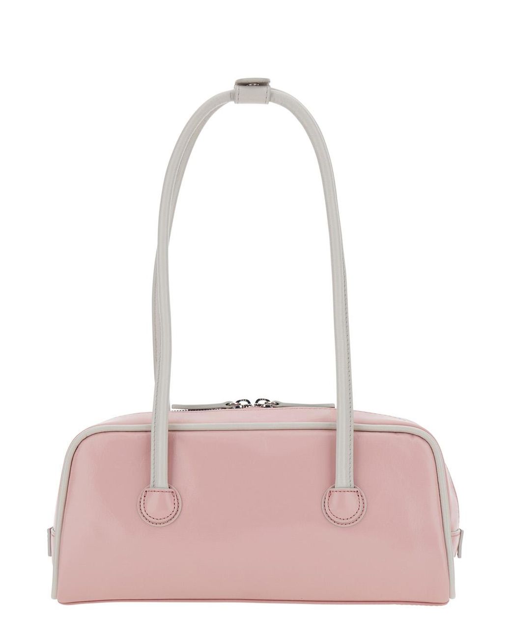 MARGE SHERWOOD Pink Shoulder Bag Soft Baguette (Piping) With Leather Details Cow