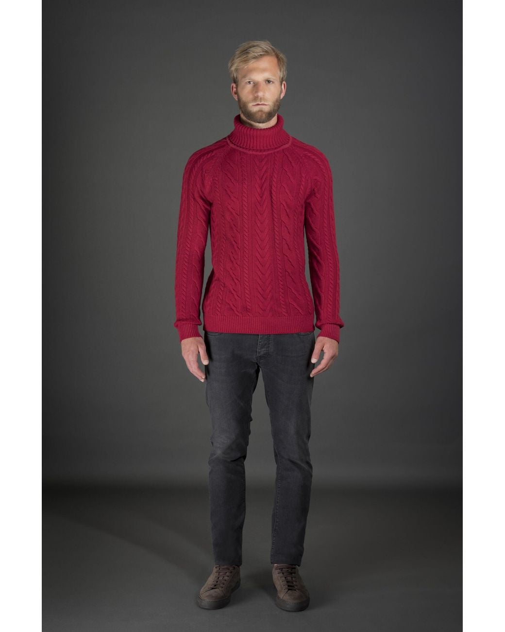 Moorer Gray Cable Knit Sweater Clothing for men
