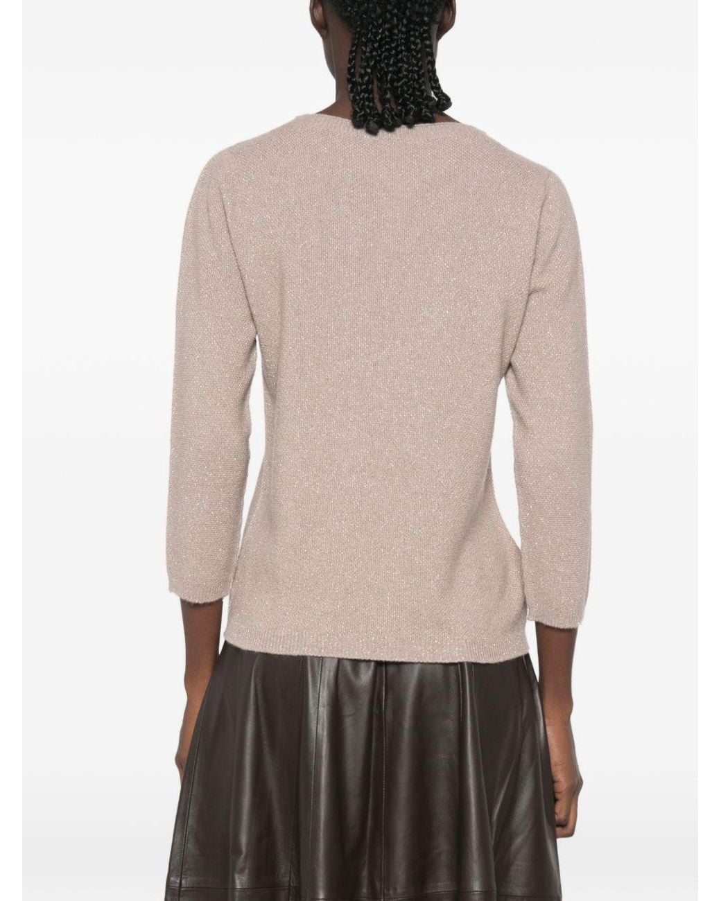 Fabiana Filippi Natural Fine-Knit Metallic-Effect Sweater