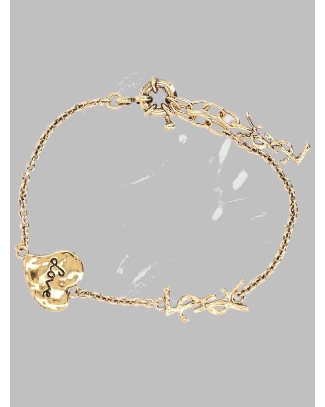 Saint Laurent Metallic Bracelet Cassandre Heart Brass Bracelets