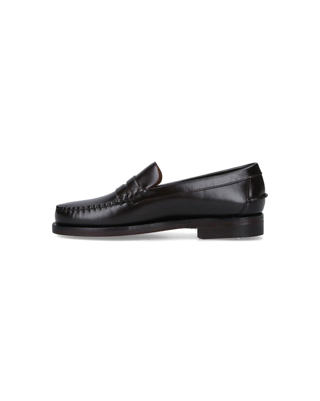 Sebago Black Flat Shoes Leather for men