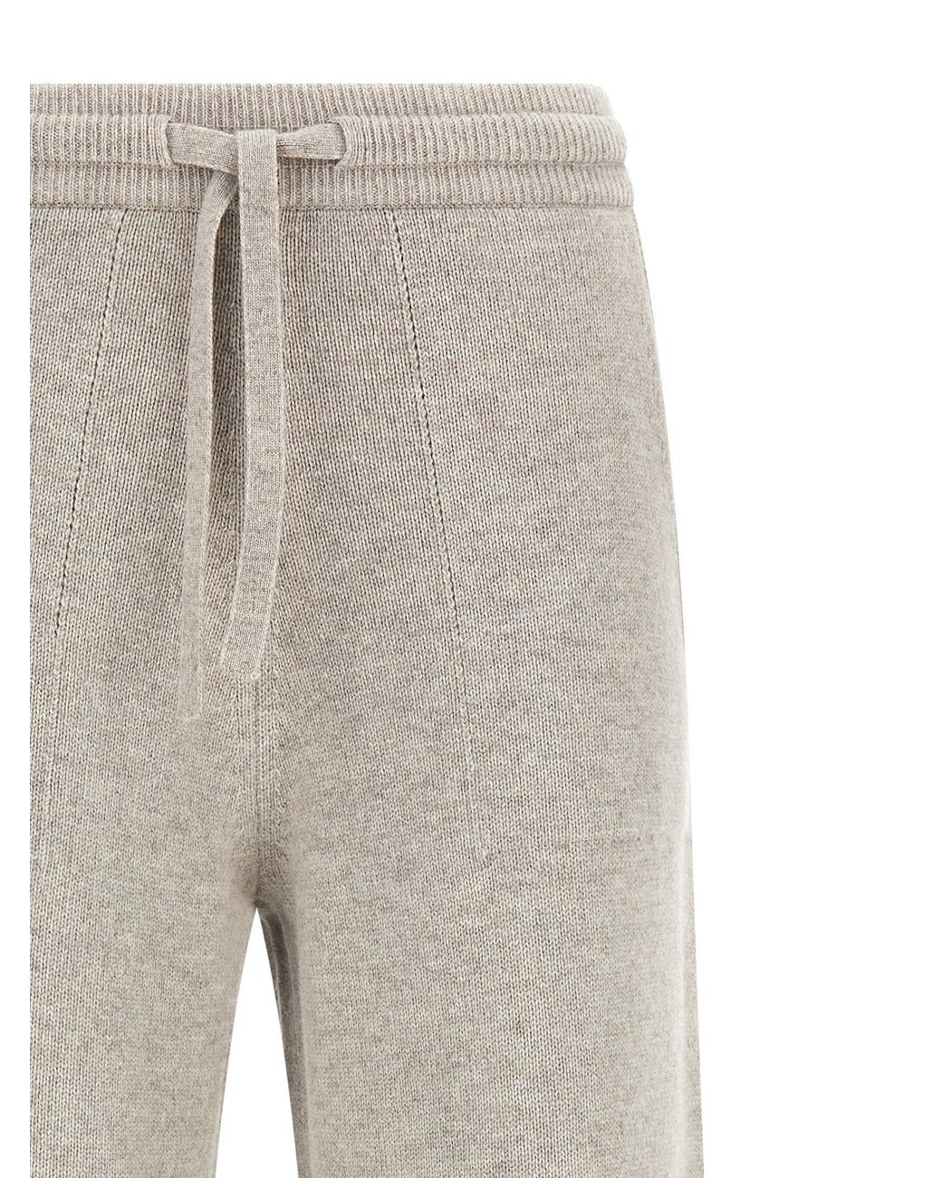 Max Mara Gray Wool And Cashmere Knit Trousers