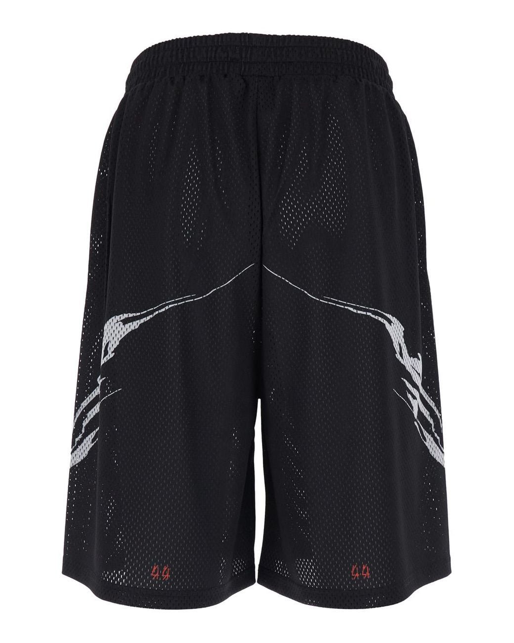 44 Label Group Blue Tech Fabric Shorts With Perforated Design And Elastic Waist Polyester Bermuda for men