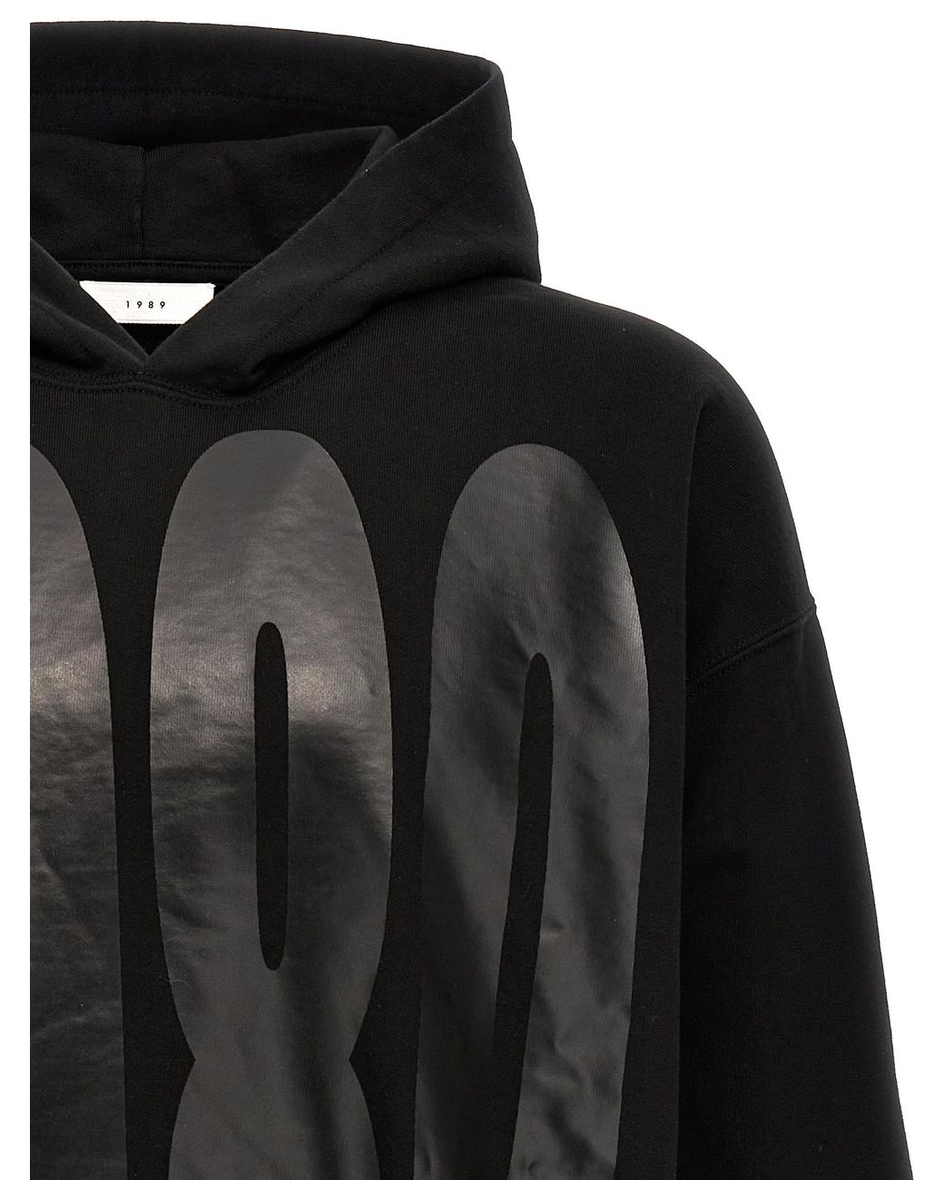 1989 STUDIO Black 1989 Faded Logo Hoodie Cotton Sweatshirt for men