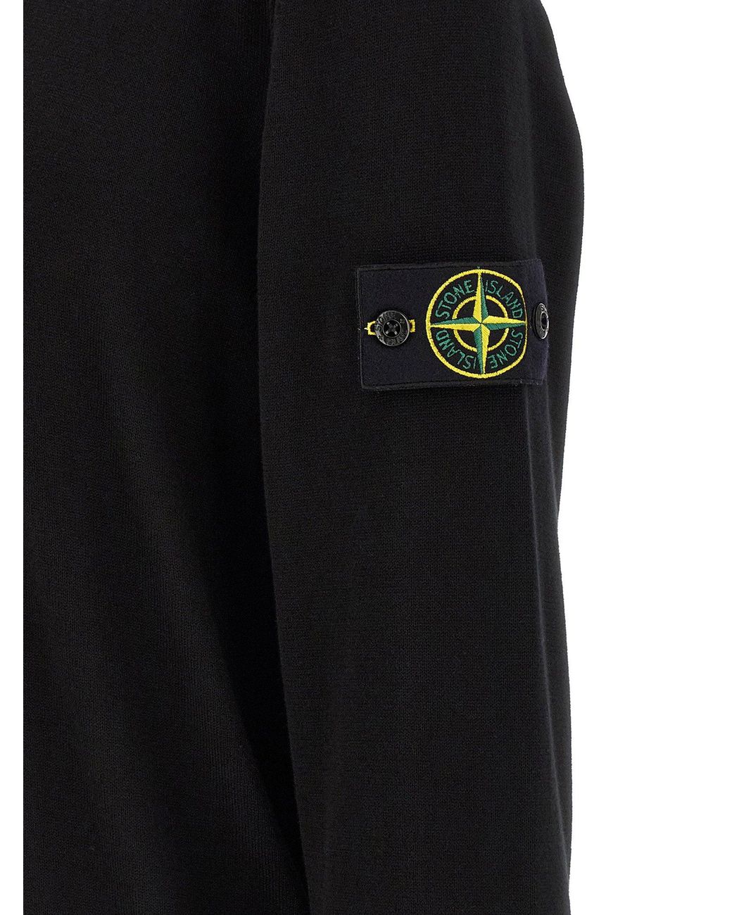 Stone Island Black Organic Cotton Crewneck Sweater for men