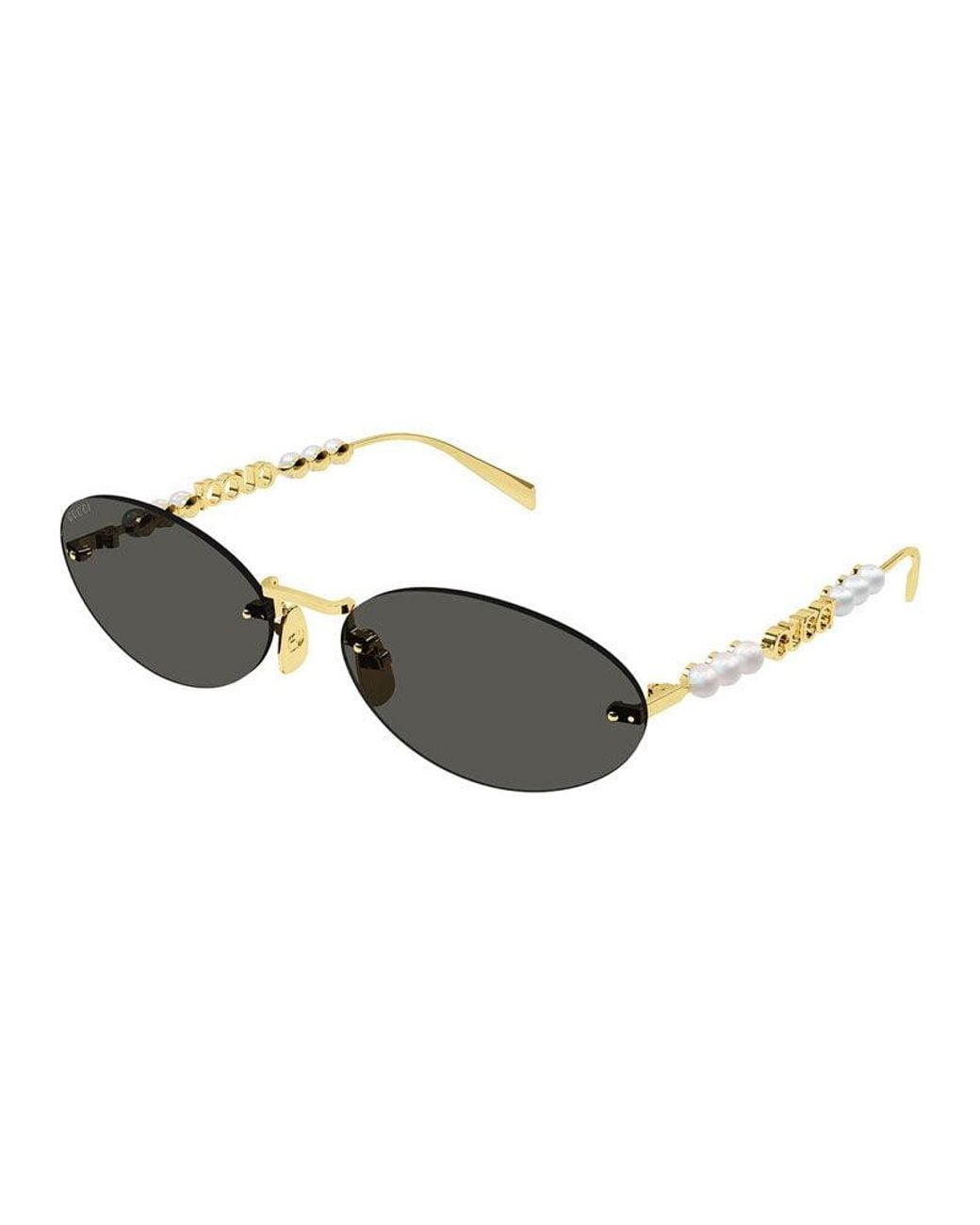 Gucci Metallic Sunglasses Oval Rimless, With Pearl Frame And Lens Gg1922S001