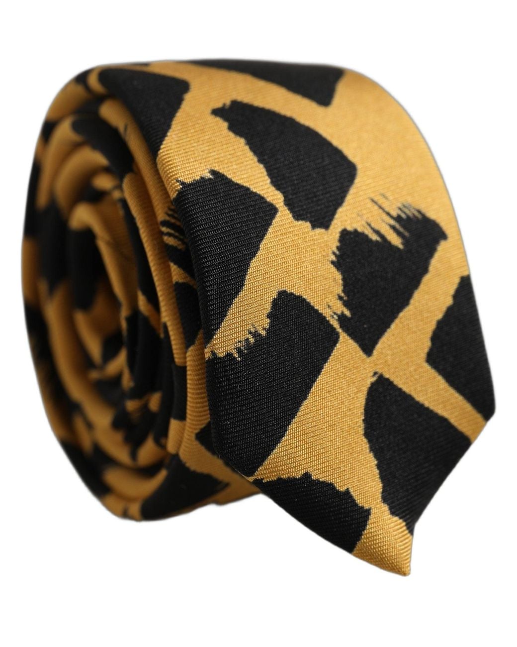 Dolce & Gabbana Yellow Abstract Silk Adjustable Tied Necktie Tie for men
