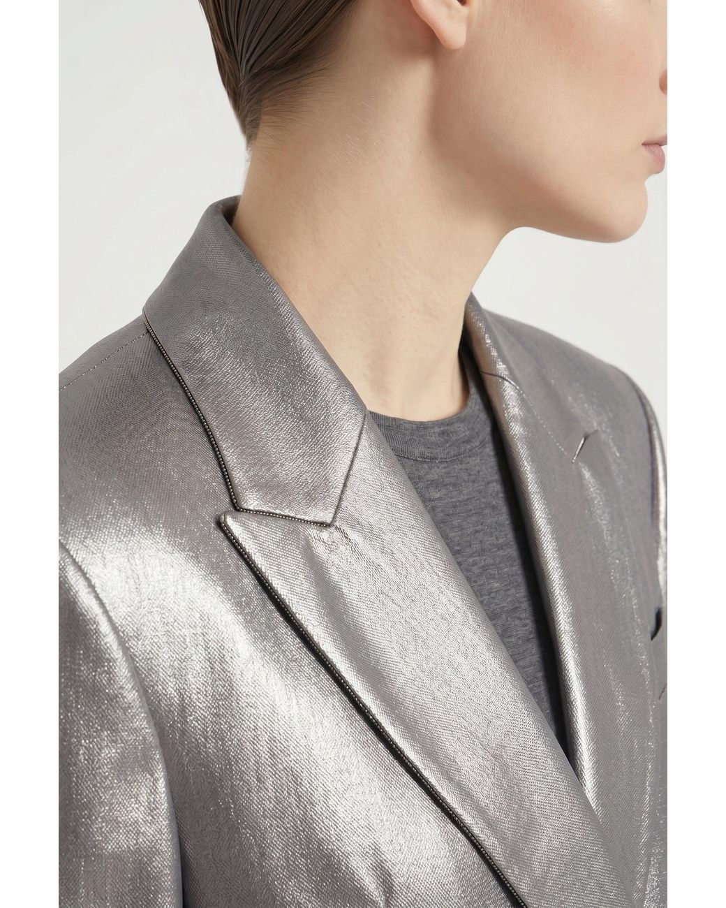 Brunello Cucinelli Gray Tailored Double Breasted Blazer