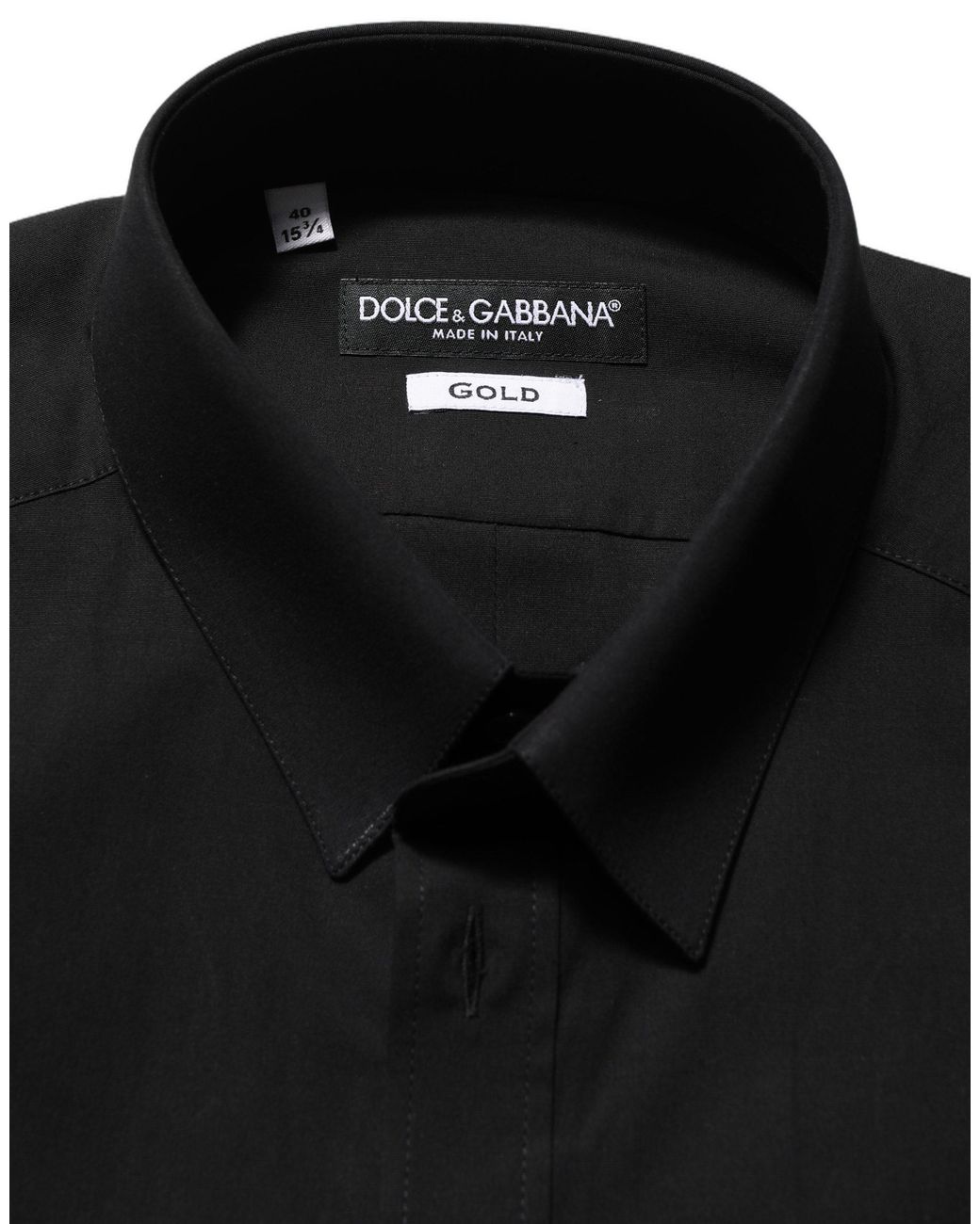 Dolce & Gabbana Black Cotton Stretch Fit Dress Shirt Elastane for men