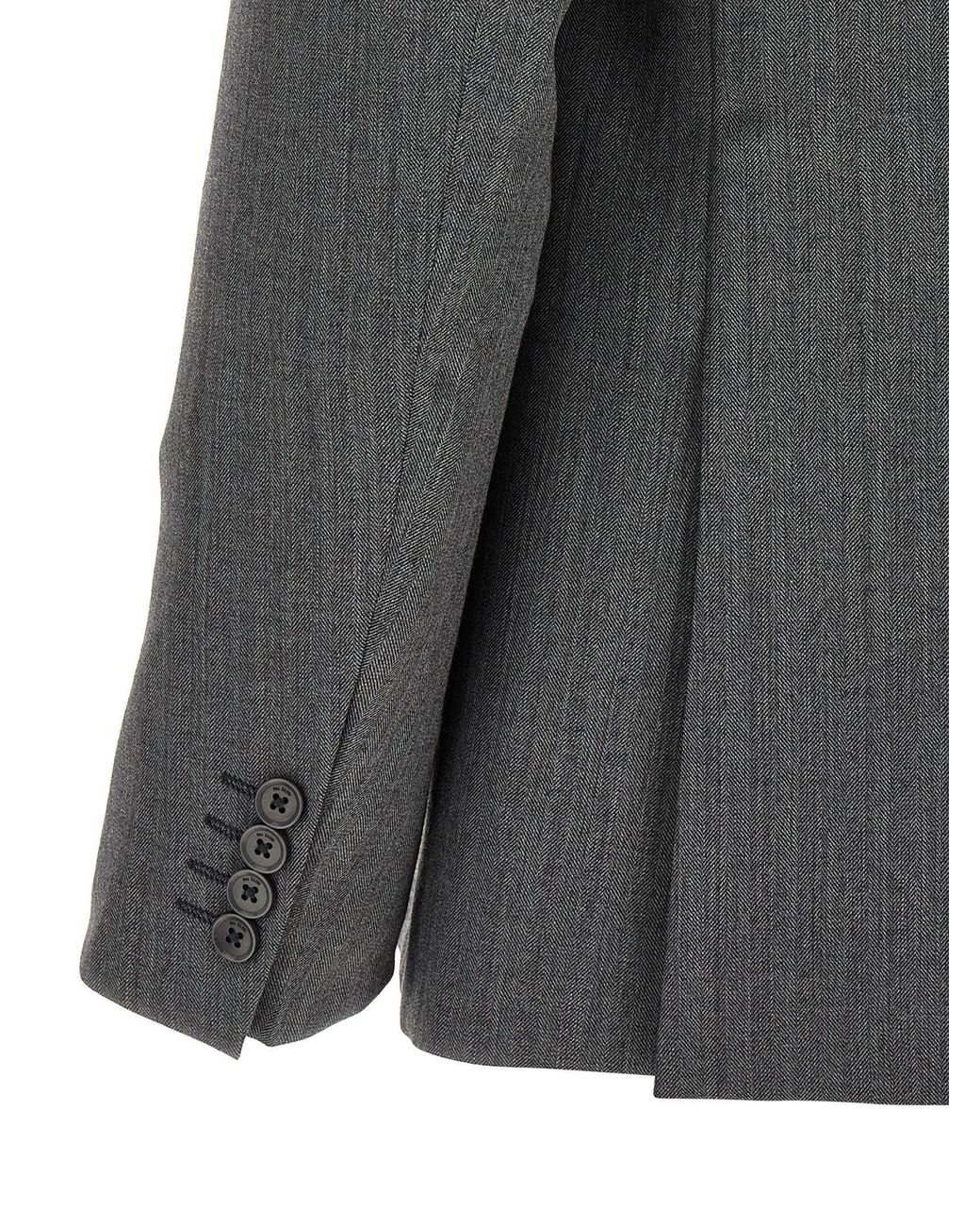 Pal Zileri Gray Double-Breasted Wool Suit