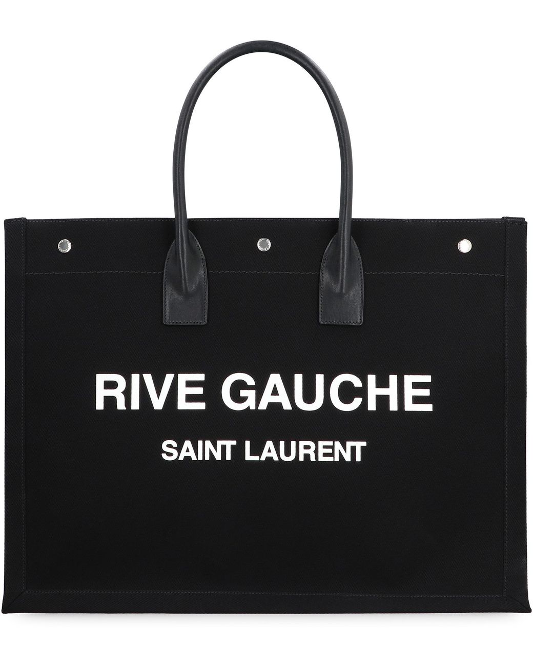 Saint Laurent Black Rive Gauche Canvas Tote Leather; Cotton; Linen Bags