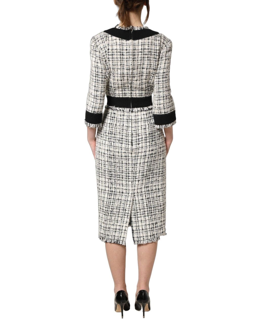 Dolce & Gabbana Metallic Dolce & Gabbana Tweed Sheath A-Line Midi Dress
