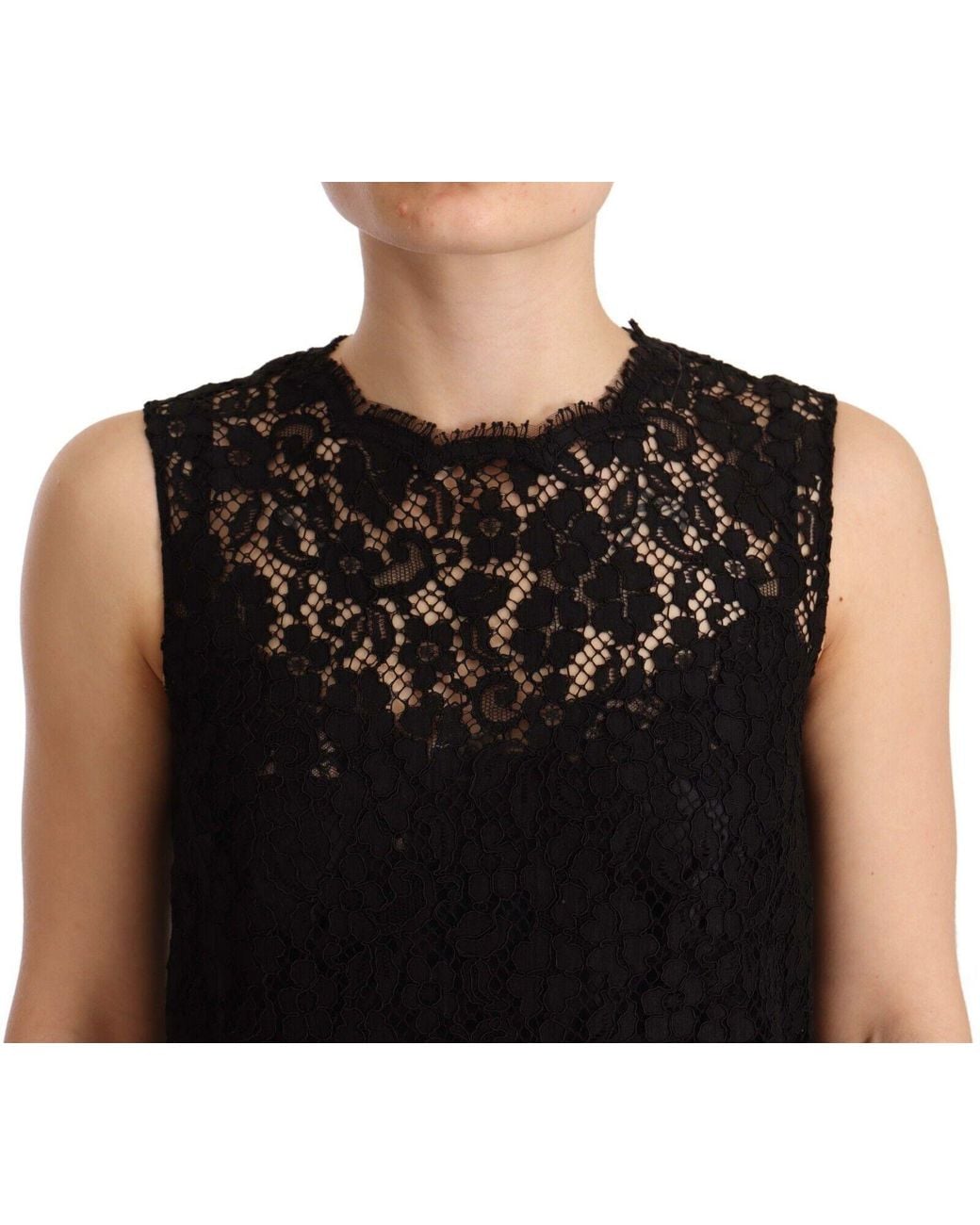 Dolce & Gabbana Black Elegant Floral Lace Sheath Dres
