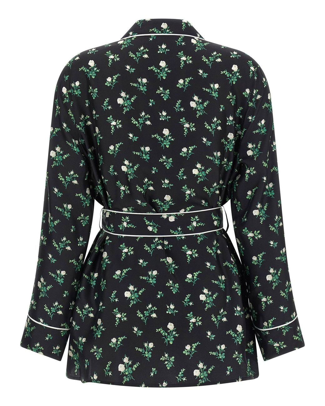 Dolce & Gabbana Black Dolce & Gabbana Floral Silk-Twill Pajama Shirt