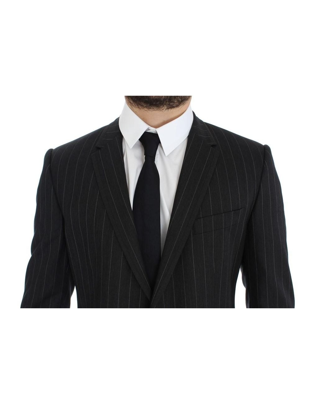 Dolce & Gabbana Multicolor Striped Slim Fit Wool Blazer Gray Gtt10078 for men