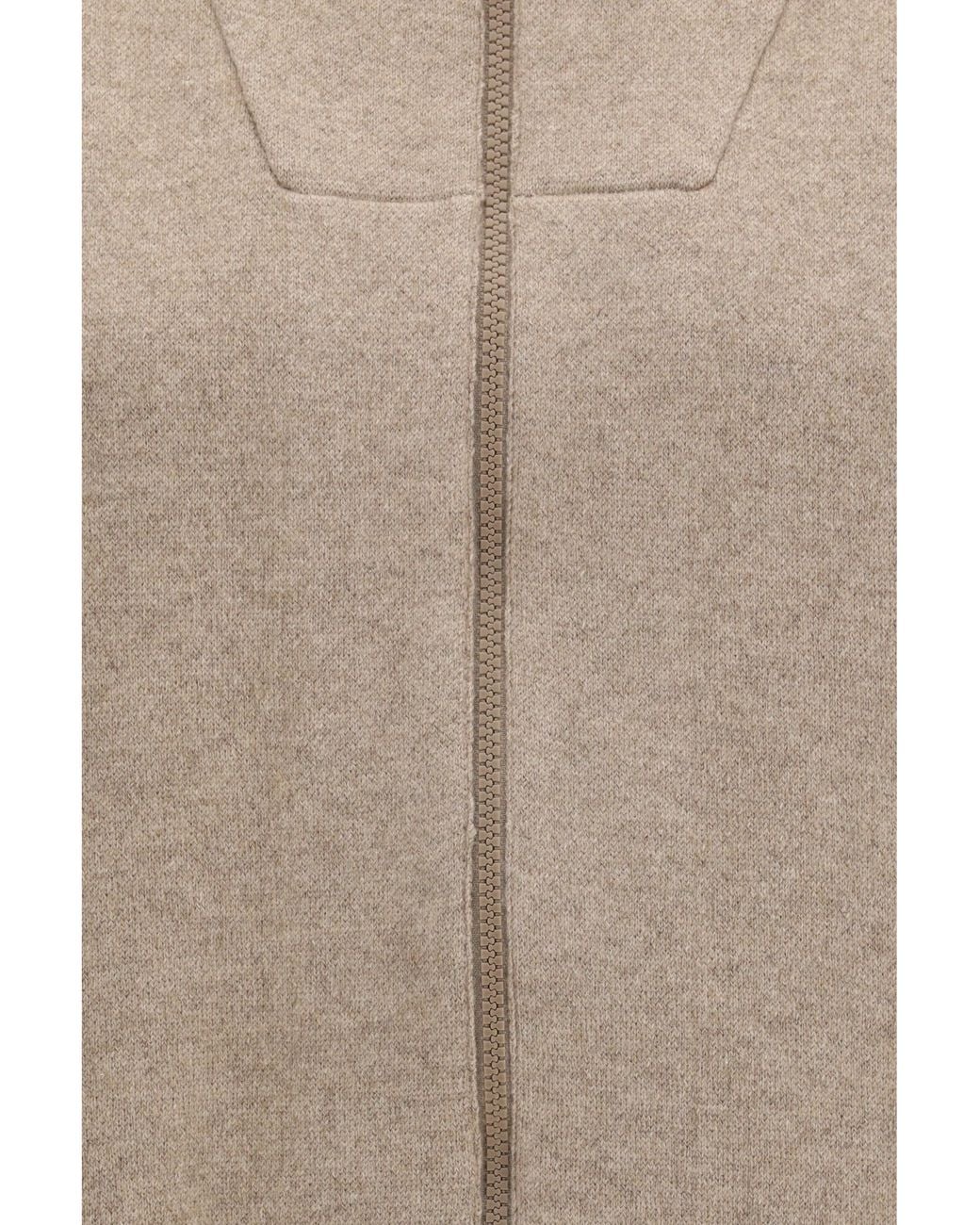 Brunello Cucinelli Brown High-Neck Zip Cardigan
