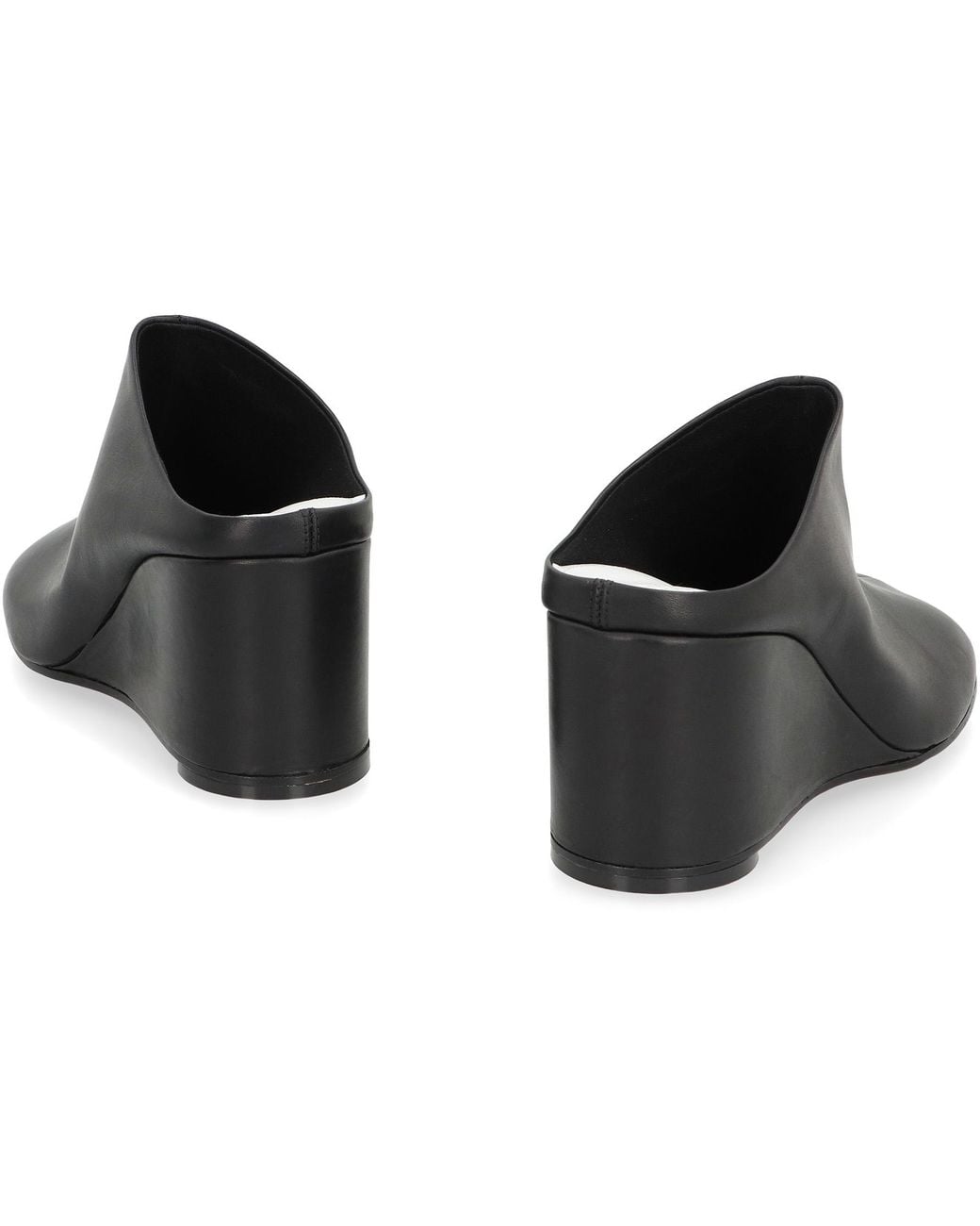 MM6 by Maison Margiela Black Leather Mules Calf Sandal