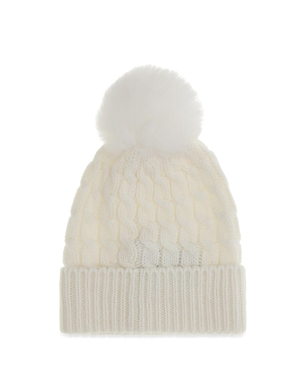 Moncler White Pom-Pom Beanie Virgin Wool Fleece (Ovis Aries) Hat