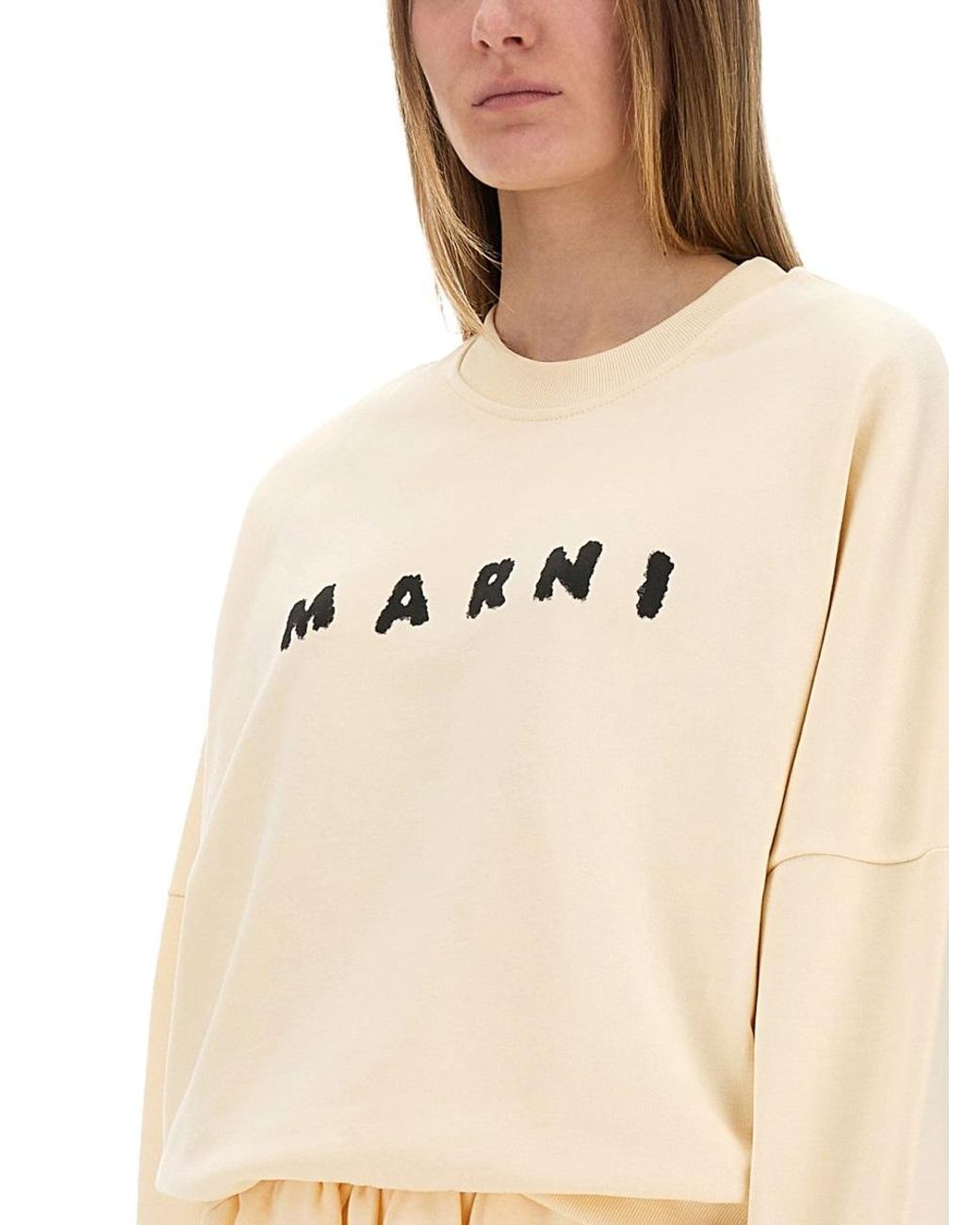 Marni Natural Marni Cotton Print Knit Sweatshirt