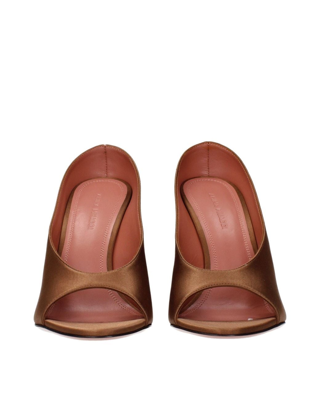 AMINA MUADDI Brown Satin High Heel Pumps