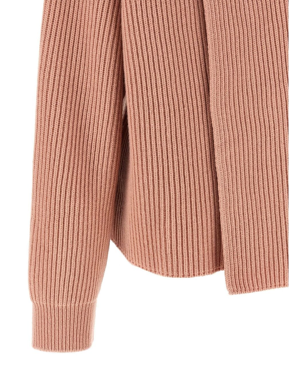 Jil Sander Pink Ribbed Merino Wool Sweater