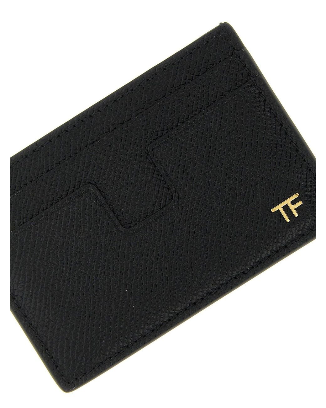 Tom Ford Black Textured Leather Card Case for men