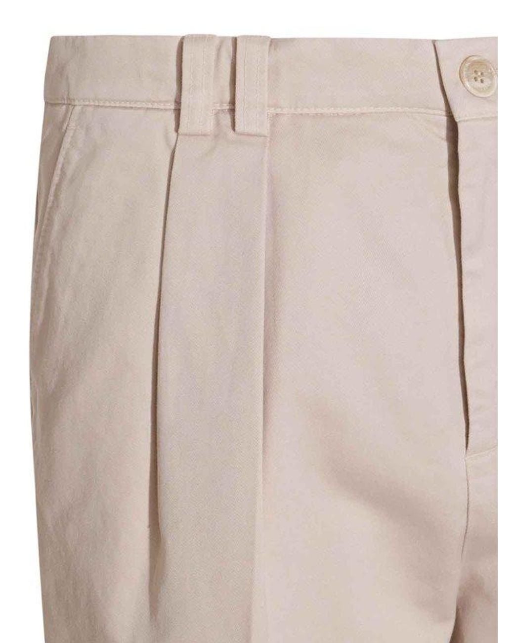 Brunello Cucinelli Natural Beige Cotton Casual Pants for men