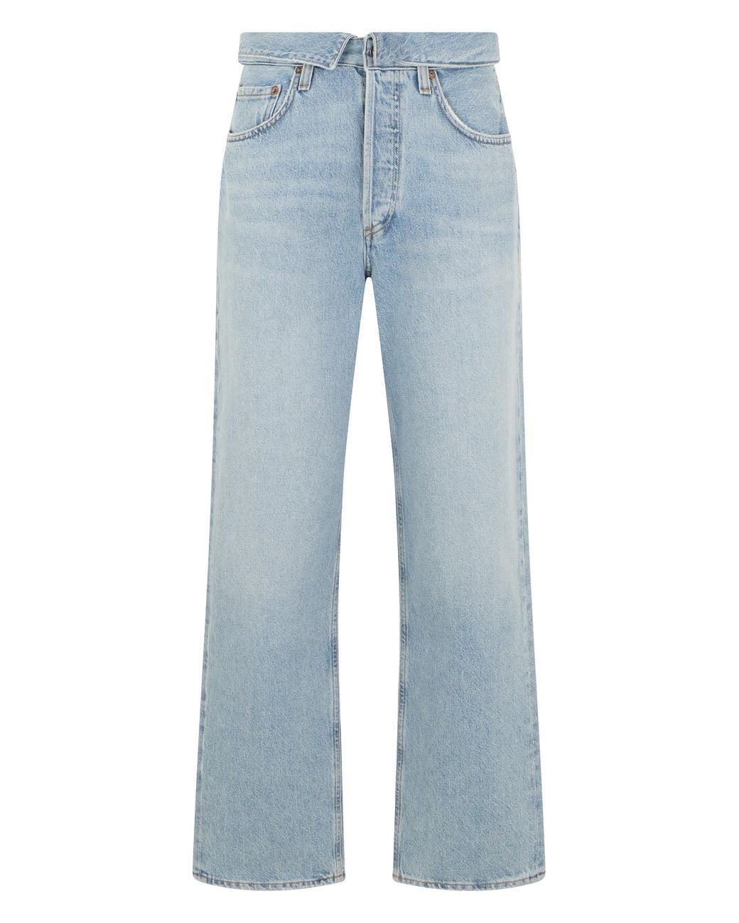 Agolde Blue Straight-Leg Jeans Cotton