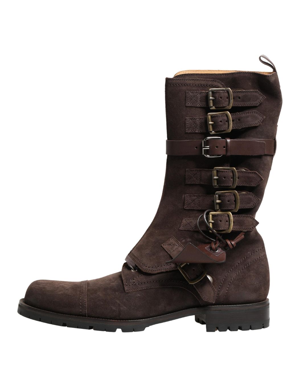 Dolce & Gabbana Brown Suede Leather Combat Ankle Boots Shoes for men