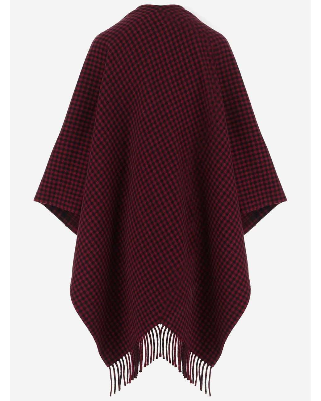 Woolrich Red Wool Cape With Check Pattern Jacket