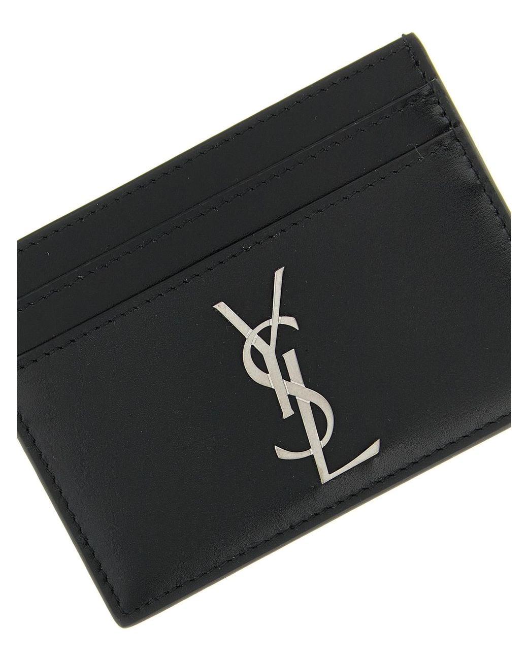 Saint Laurent Black Cassandre Card Case for men