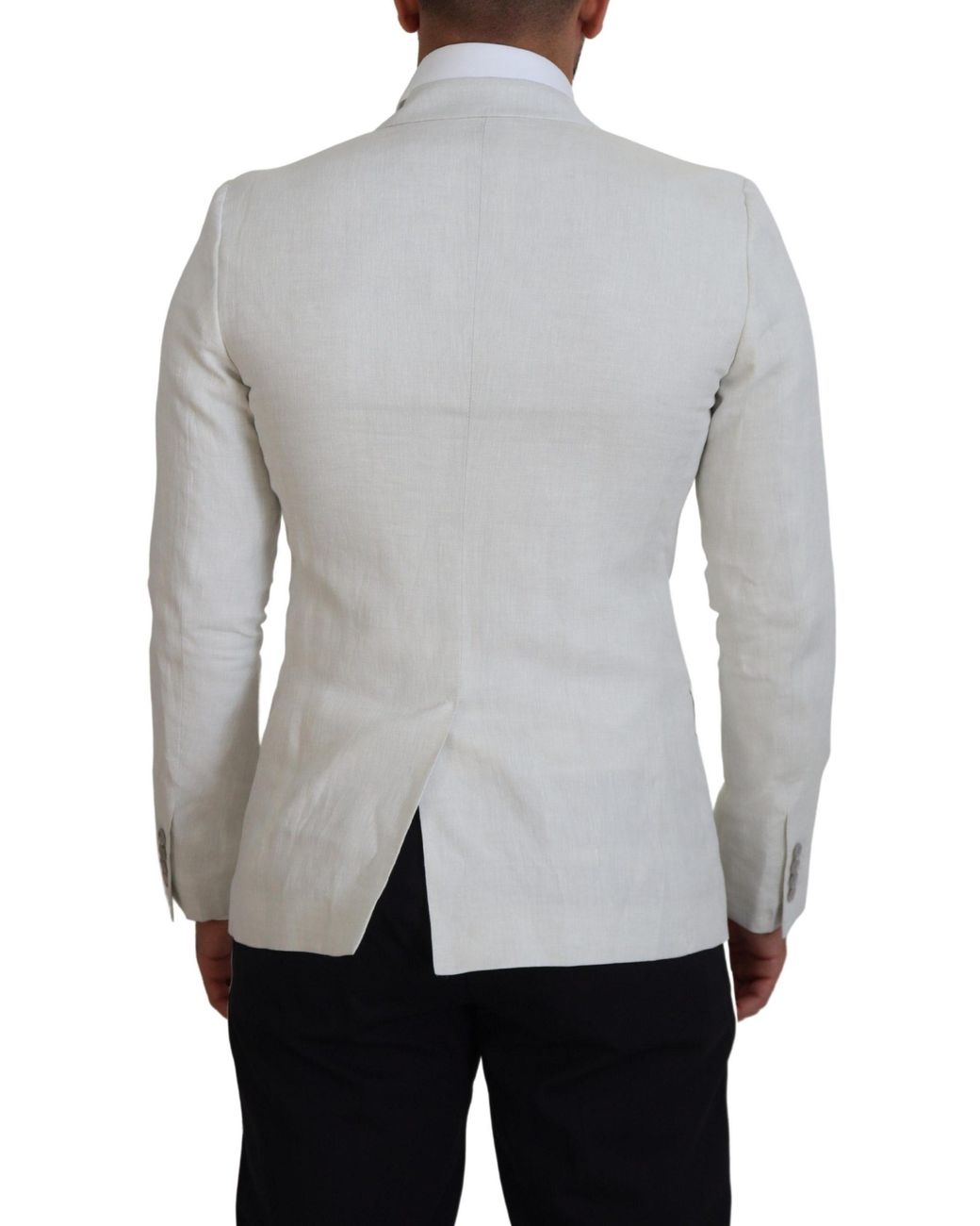 Dolce & Gabbana Gray Linen Slim Fit Jacket Blazer Clothing for men