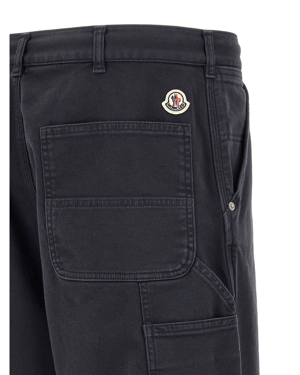 Moncler Blue Cotton Blend Gabardine Cargo Pants