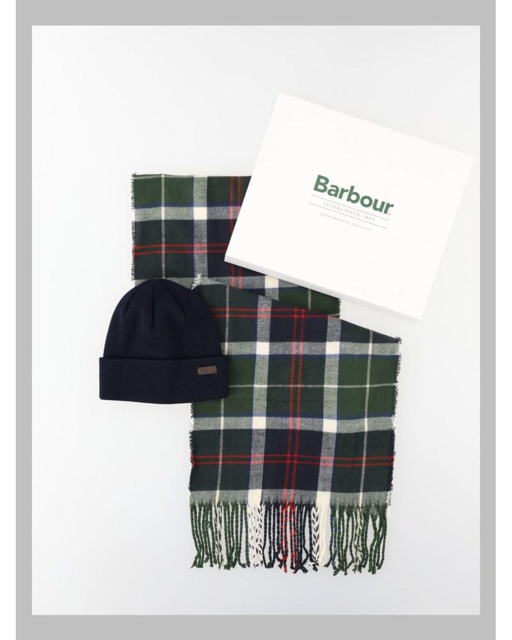 Barbour White Swinton Beanie And Galingale Scarf Set Acrylic for men