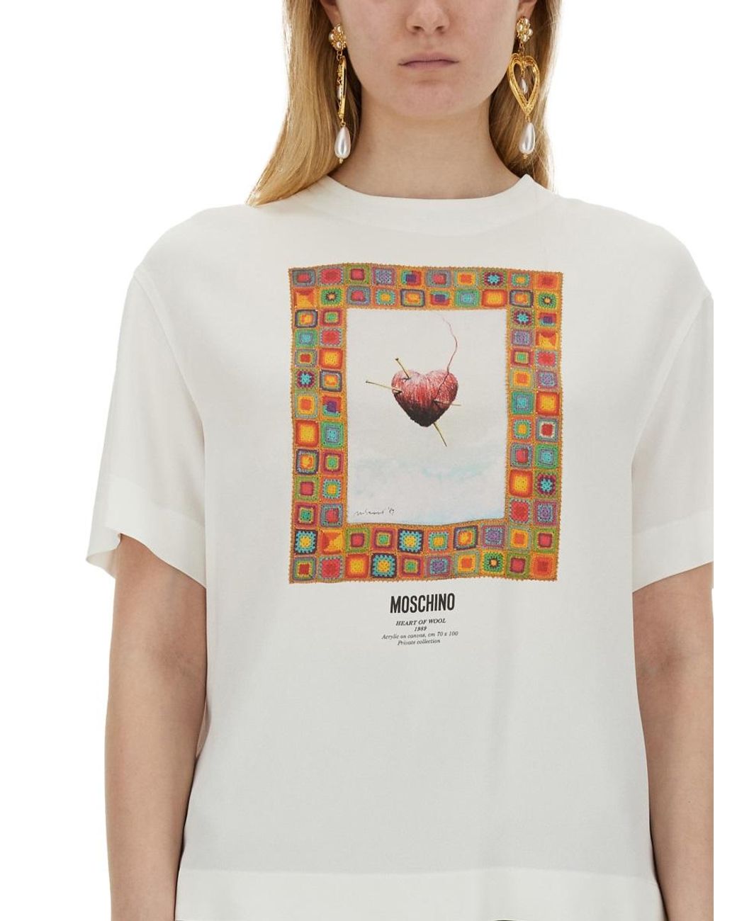 Moschino White Moschino Heart Design T-Shirt