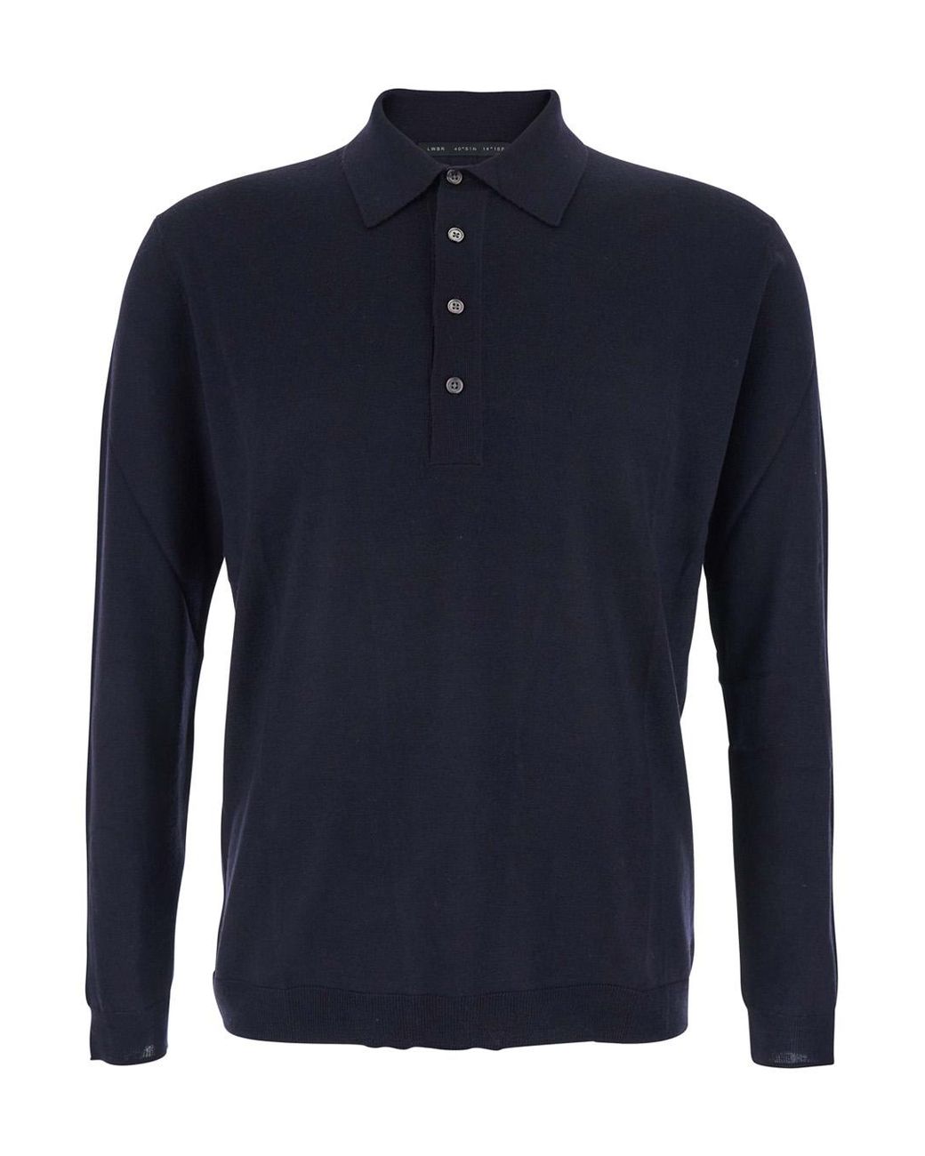 Low Brand Blue Wool Sweater With Polo Collar for men
