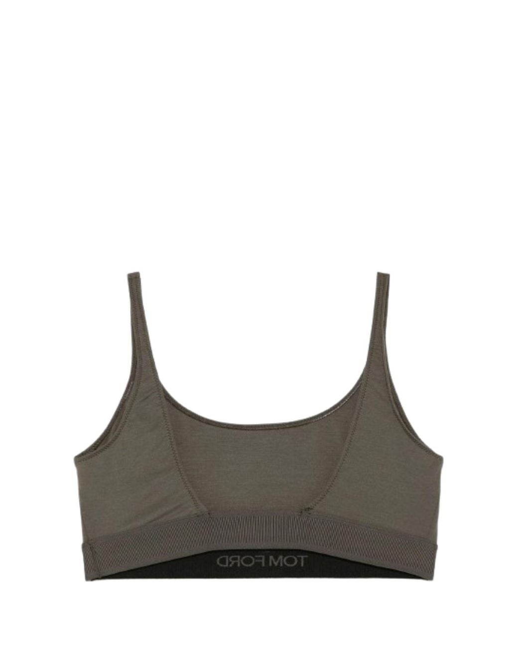 Tom Ford Gray Scoop-Neck Top Modal Tops