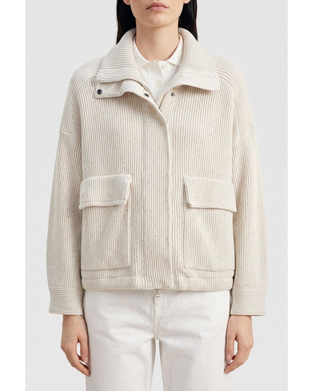 Brunello Cucinelli Natural Off Relaxed Cotton Jacket