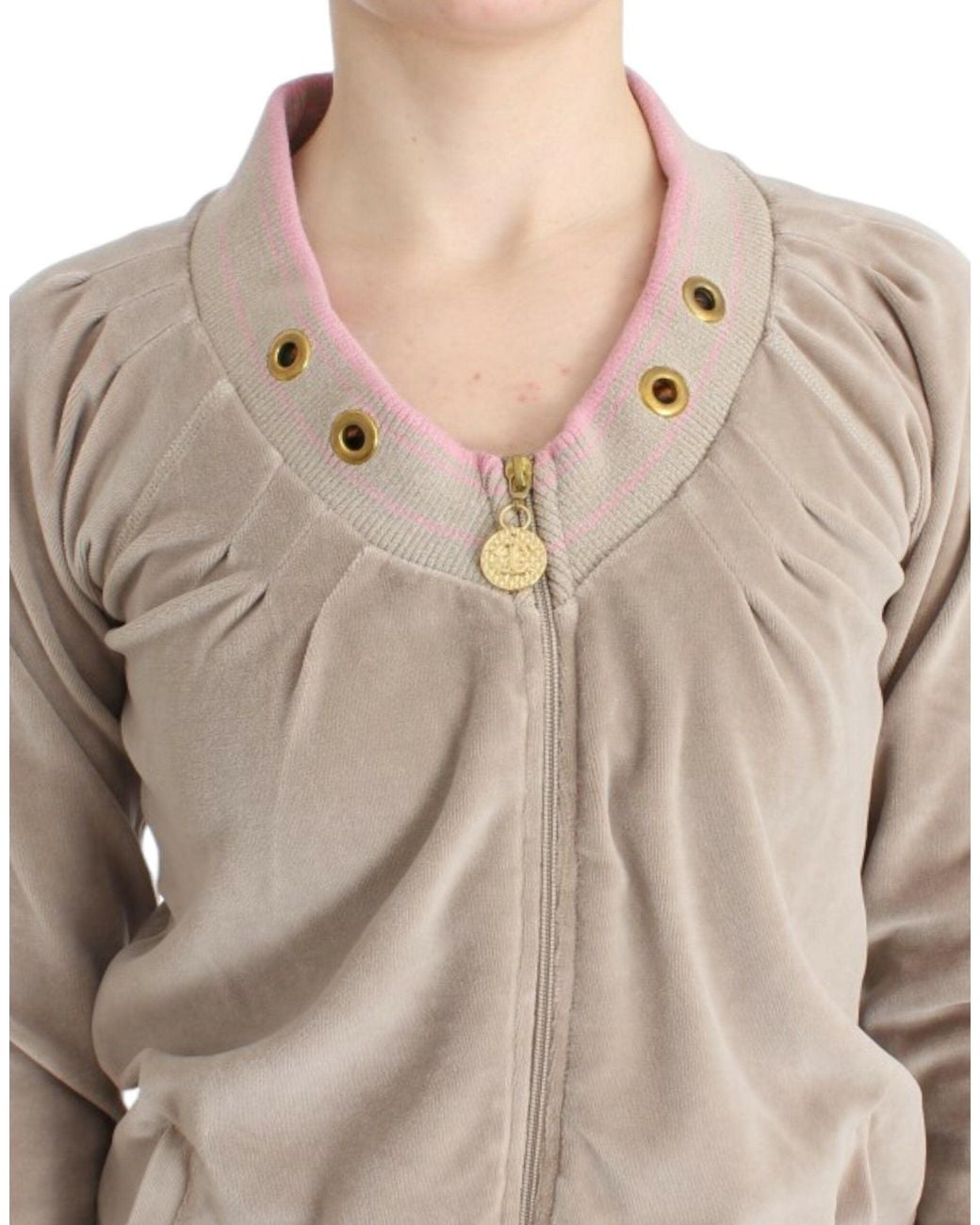 Roberto Cavalli Natural Zip Cardigan With Tone Accents