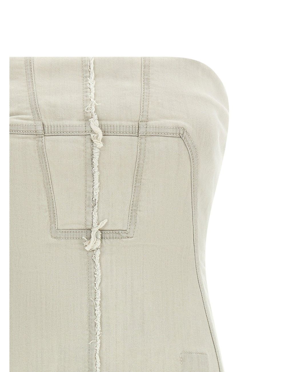Rick Owens White Garment-Dyed Cotton Denim Bustier Tank Top