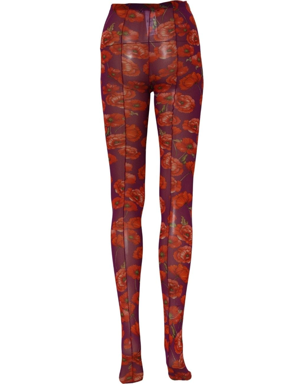 Dolce & Gabbana Red Dolce & Gabbana Floral Print Nylon Leggings