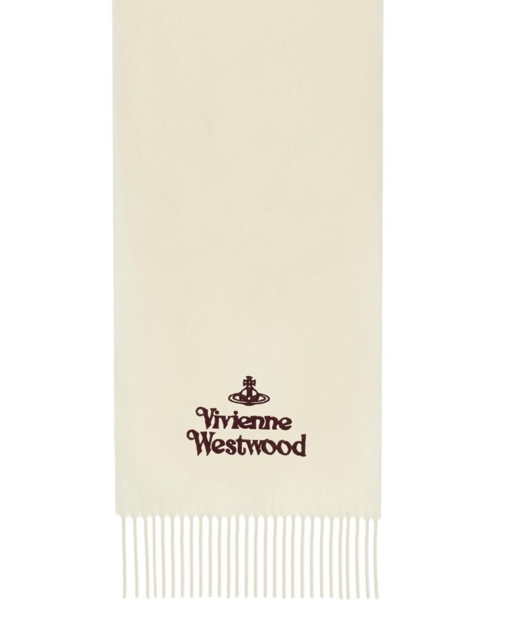 Vivienne Westwood White Logo Scarf Wool Scarfs