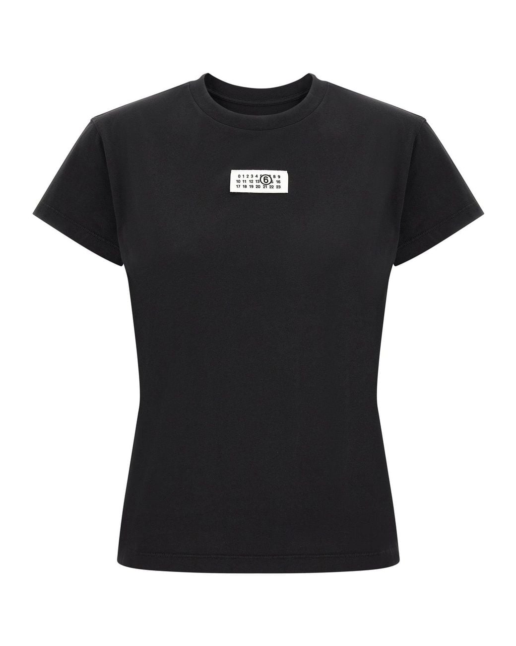 MM6 by Maison Margiela Black Mm6 Maison Margiela Numeric Signature Patch Cotton T-Shirt