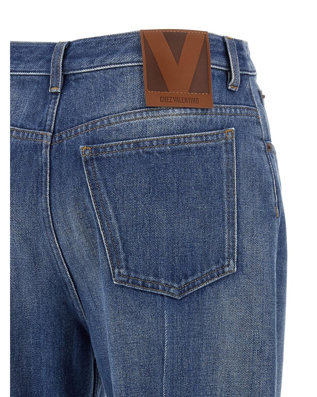 Valentino Garavani Blue Flared Cotton Denim Jeans