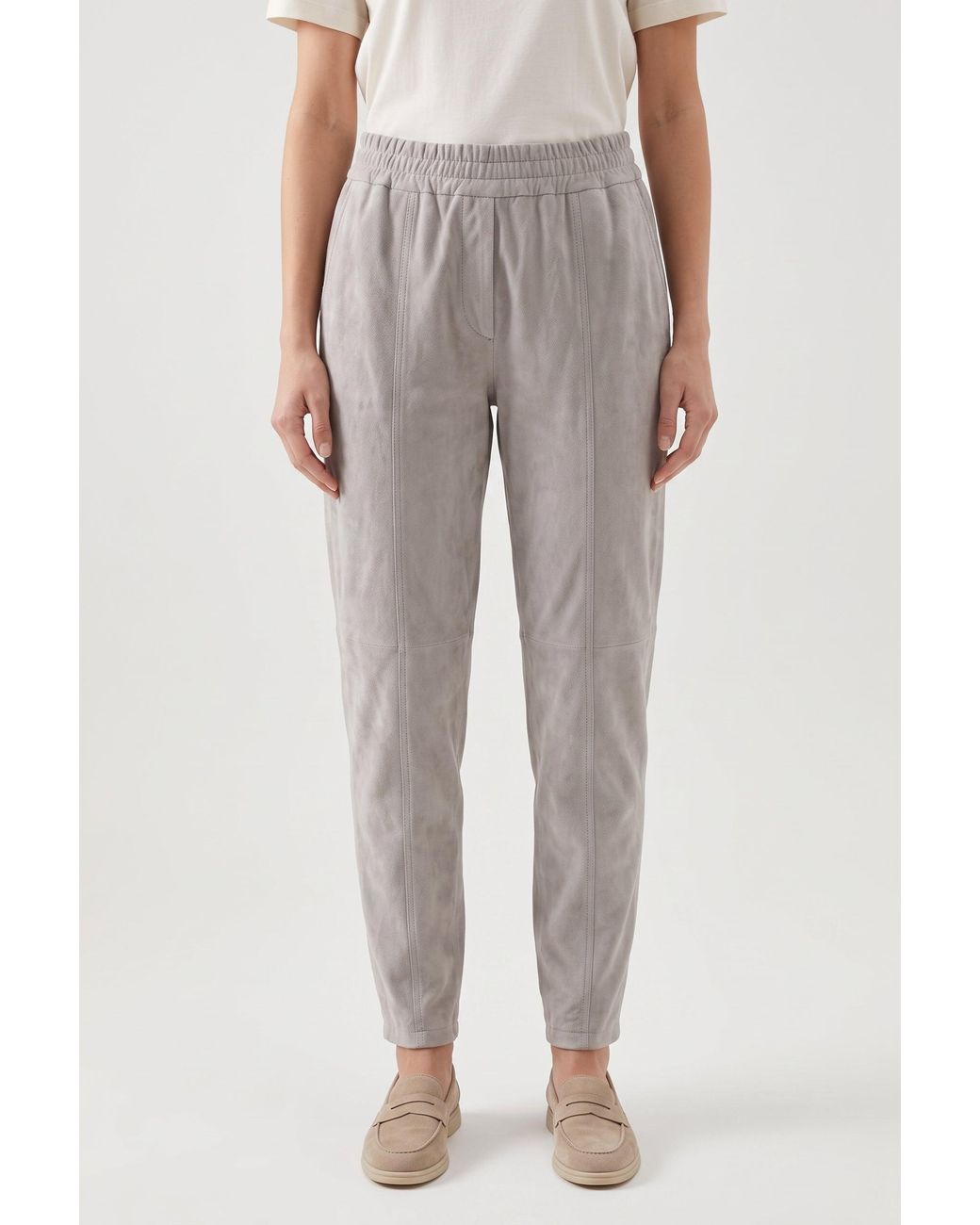 Brunello Cucinelli Gray Light Suede Trousers