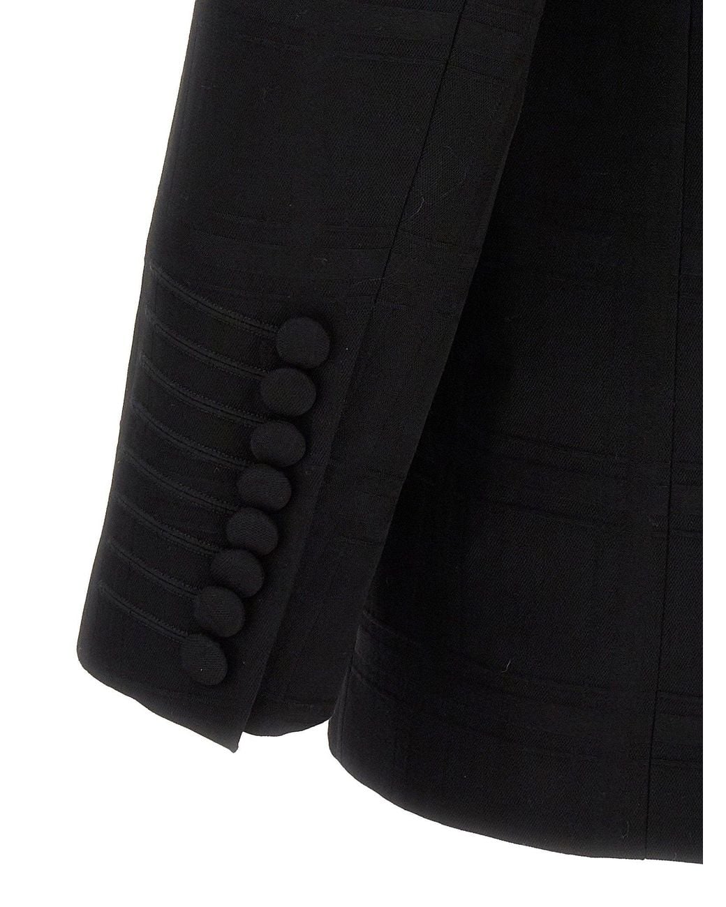 Etro Black Check Double-Breasted Wool Blazer