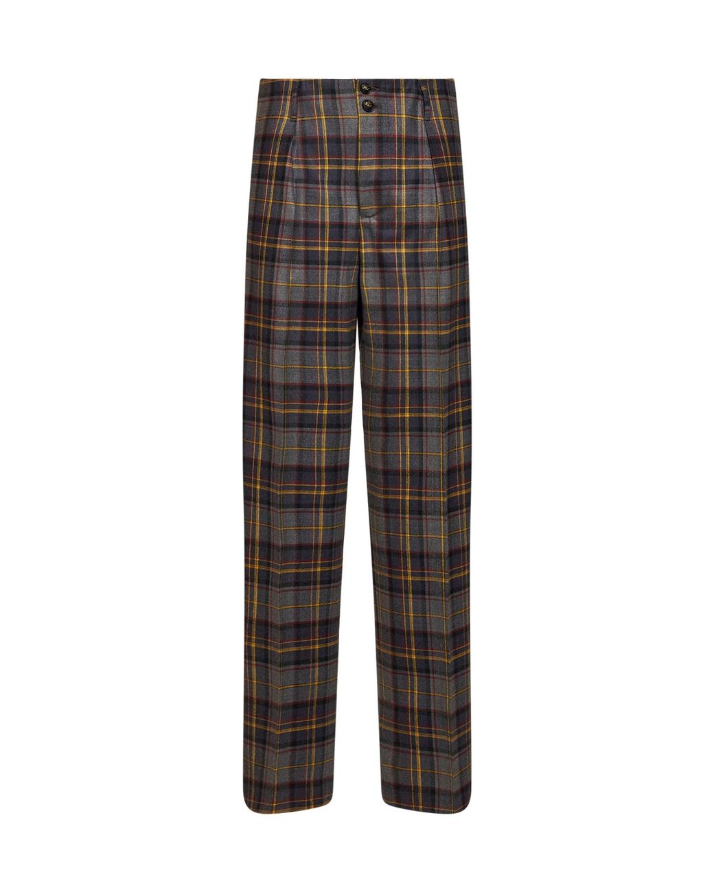 Etro Brown Check-Pattern Stretch Wool Trousers