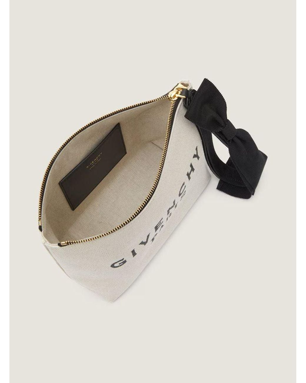 Givenchy Natural Givenchy Logo-Print Canvas Clutch