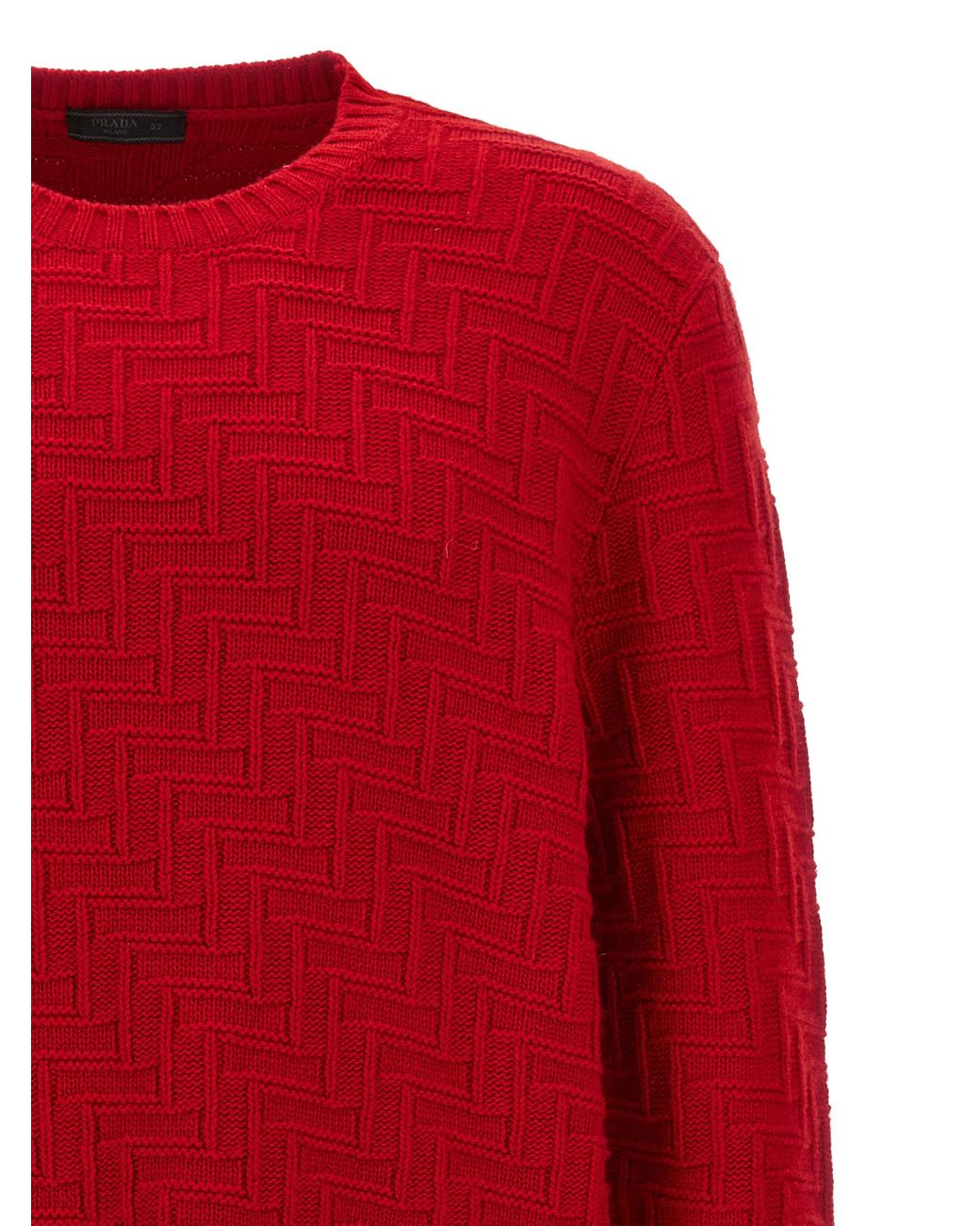 Prada Red Prada Geometric-Knit Virgin Wool And Cashmere Sweater for men